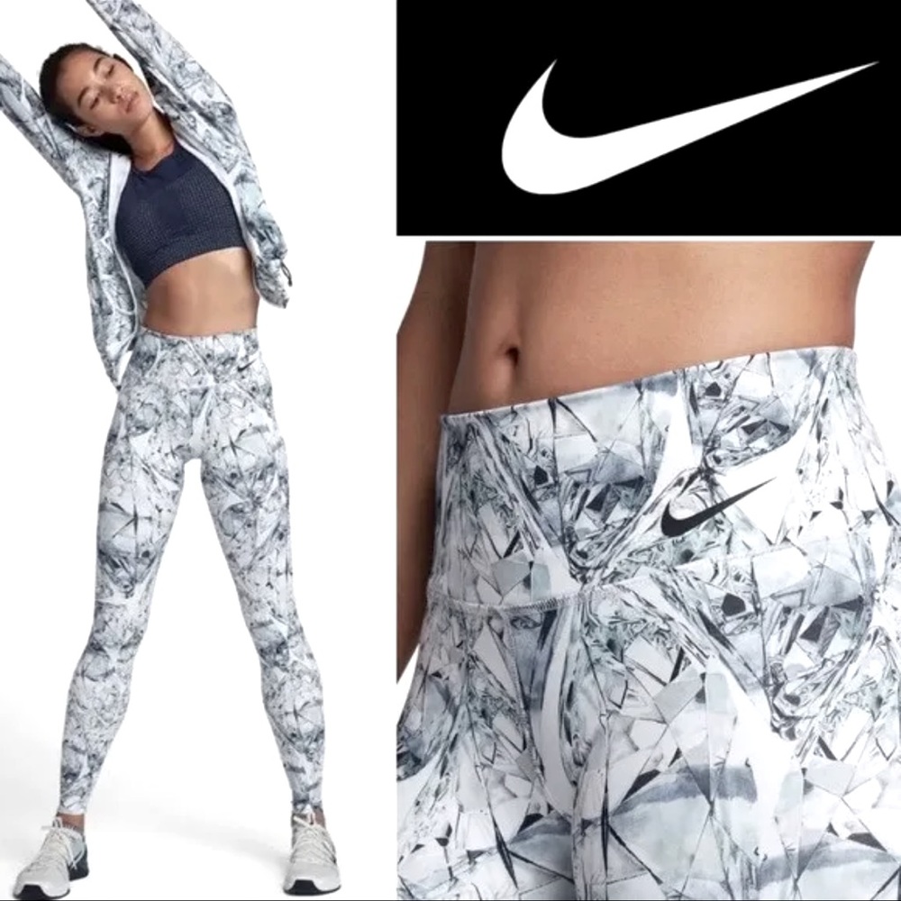 Nike Dri-Fit Diamond Glass Print Leggings 7/8 Full Length sz SMALL